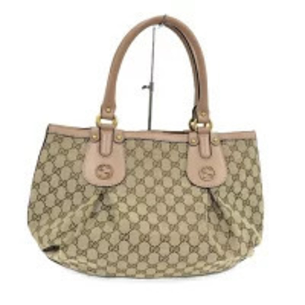 Gucci Tote Bag Scarlett GG Canvas Beige Cream Pink